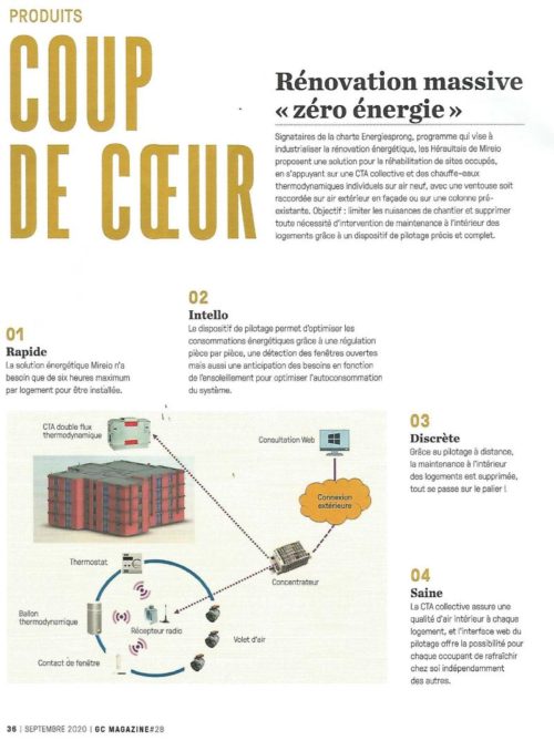 MIREIO coup de coeur de "Génie Climatique Magazine"